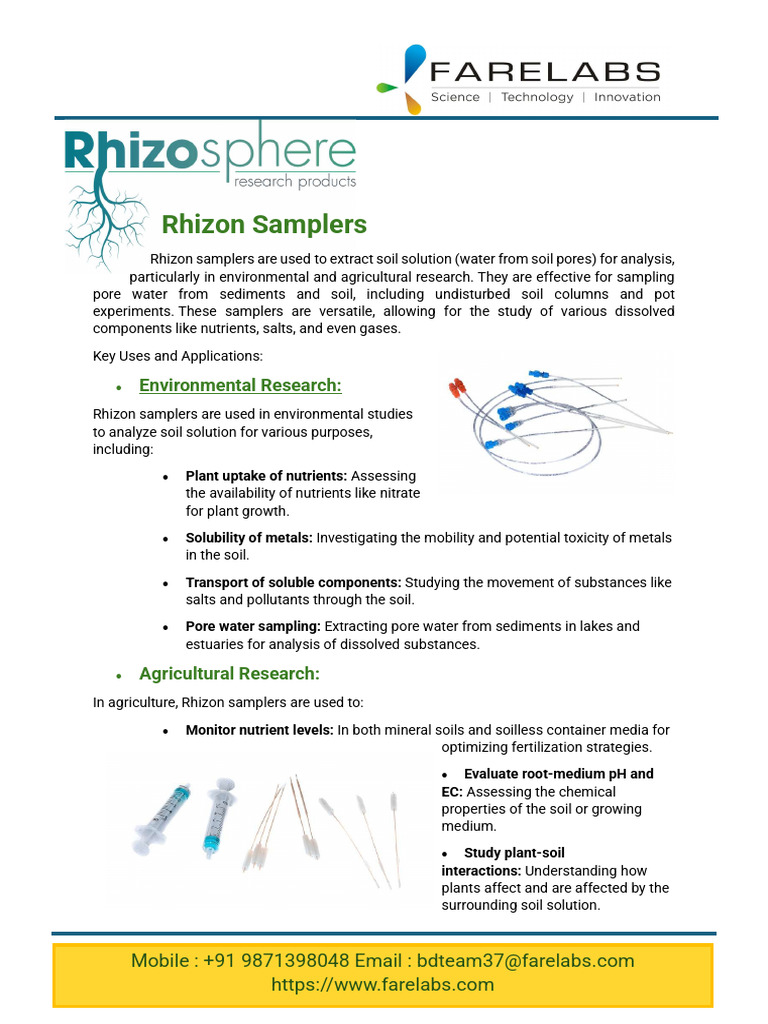 Rhizon Samplers for Soil Solution Analysis | PDF | Soil | Plant Nutrition