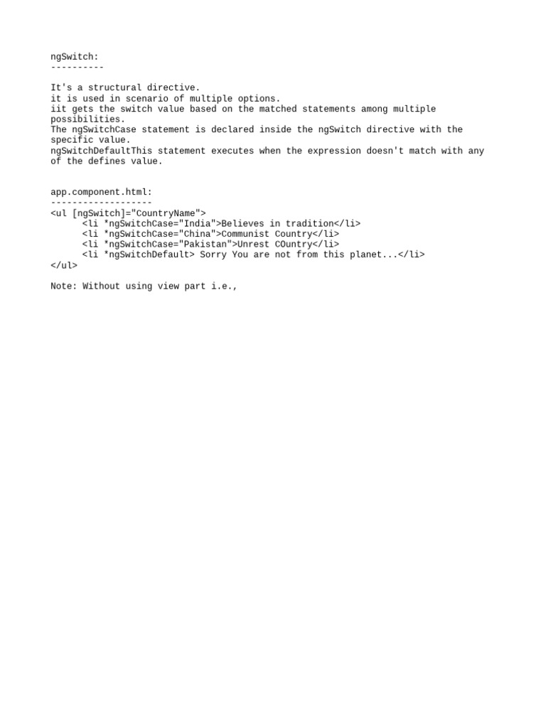 Understanding ngSwitch Directive in Angular | PDF