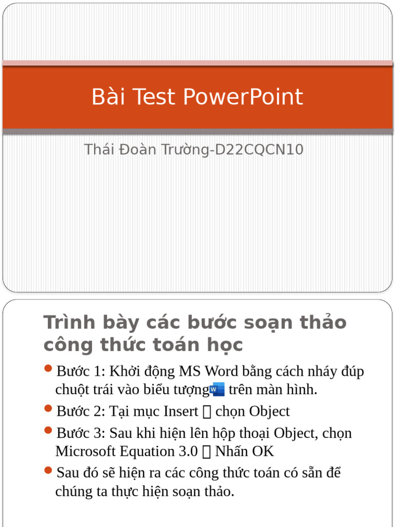 Bài Test PowerPoint - Thái Đoàn Trư NG - B22CQCN10 | PDF