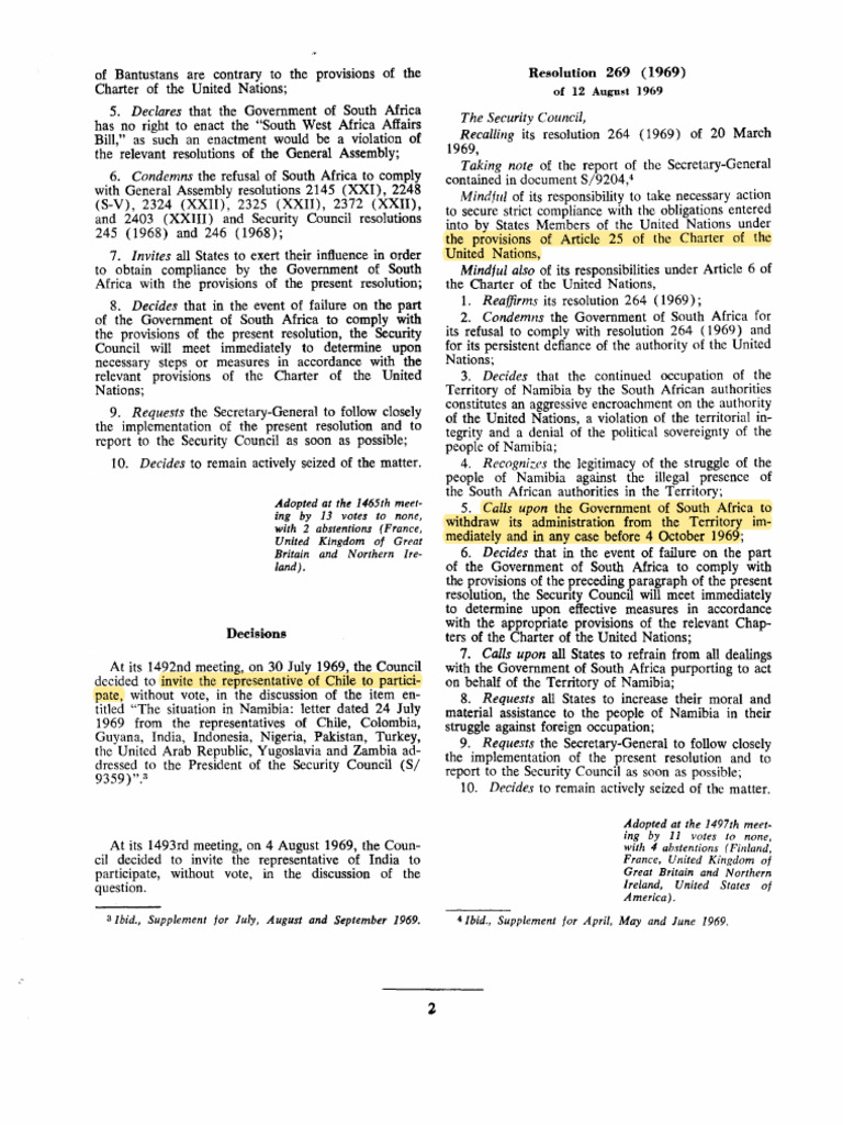 UN Security Council Resolution on Namibia | PDF | United Nations ...