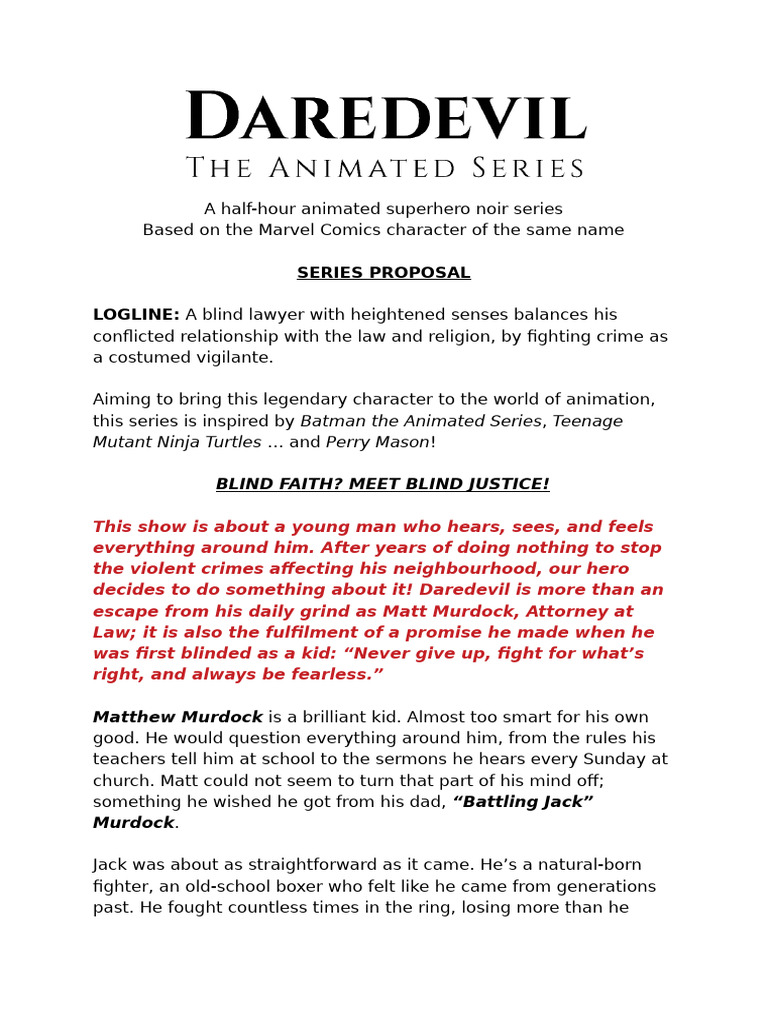 Animated Daredevil Series Proposal | PDF