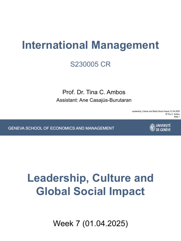 Leadership and Global Impact Course Overview | PDF | Leadership ...