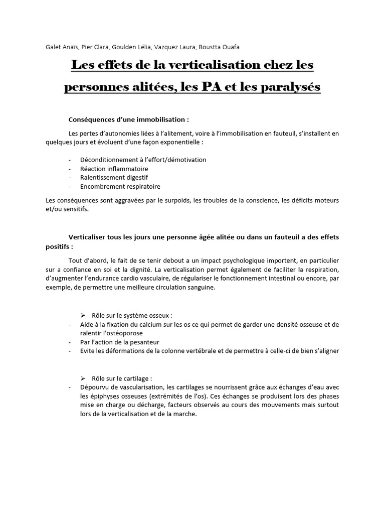 Effets de la verticalisation post-extraction | PDF | Cœur | Spécialités ...