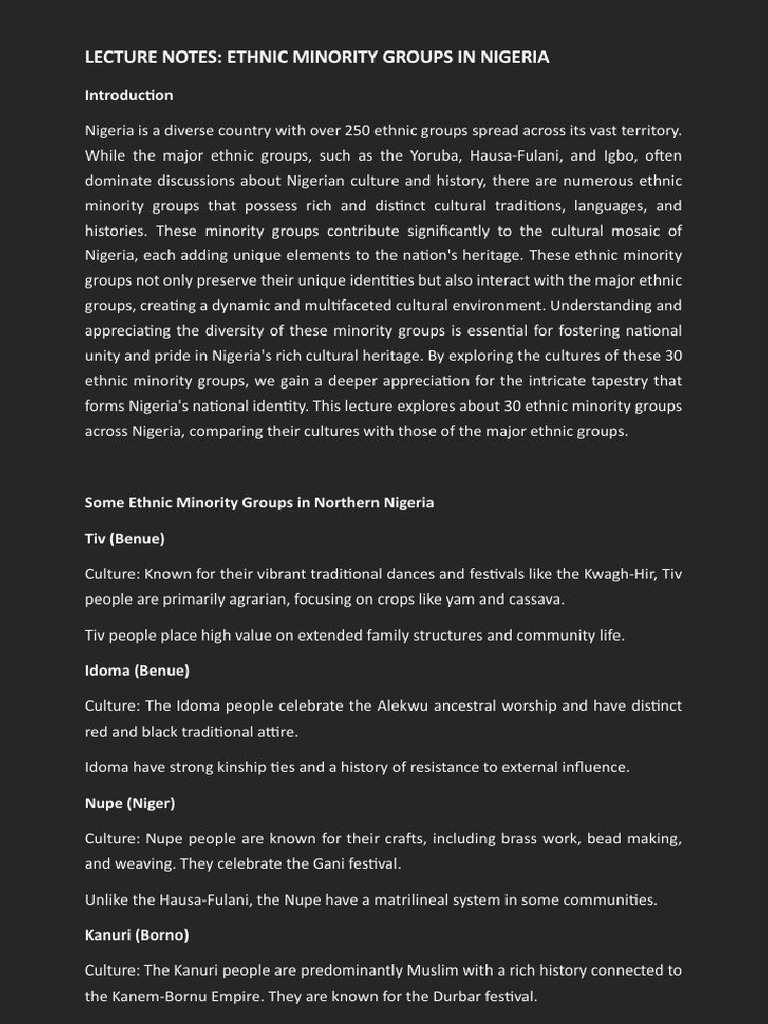 GST 112-Ethnic Minority Groups in Nigeria | PDF