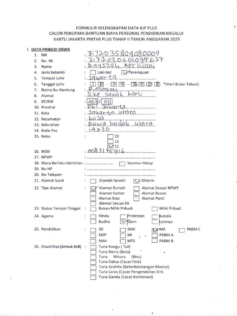 KJP Rayszah Apriliani - Kelas 12e Mas | PDF