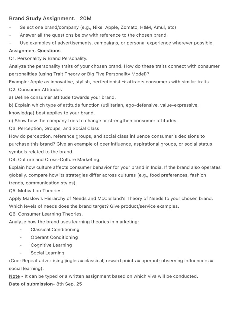 Brand Study Assignment (CB) | PDF