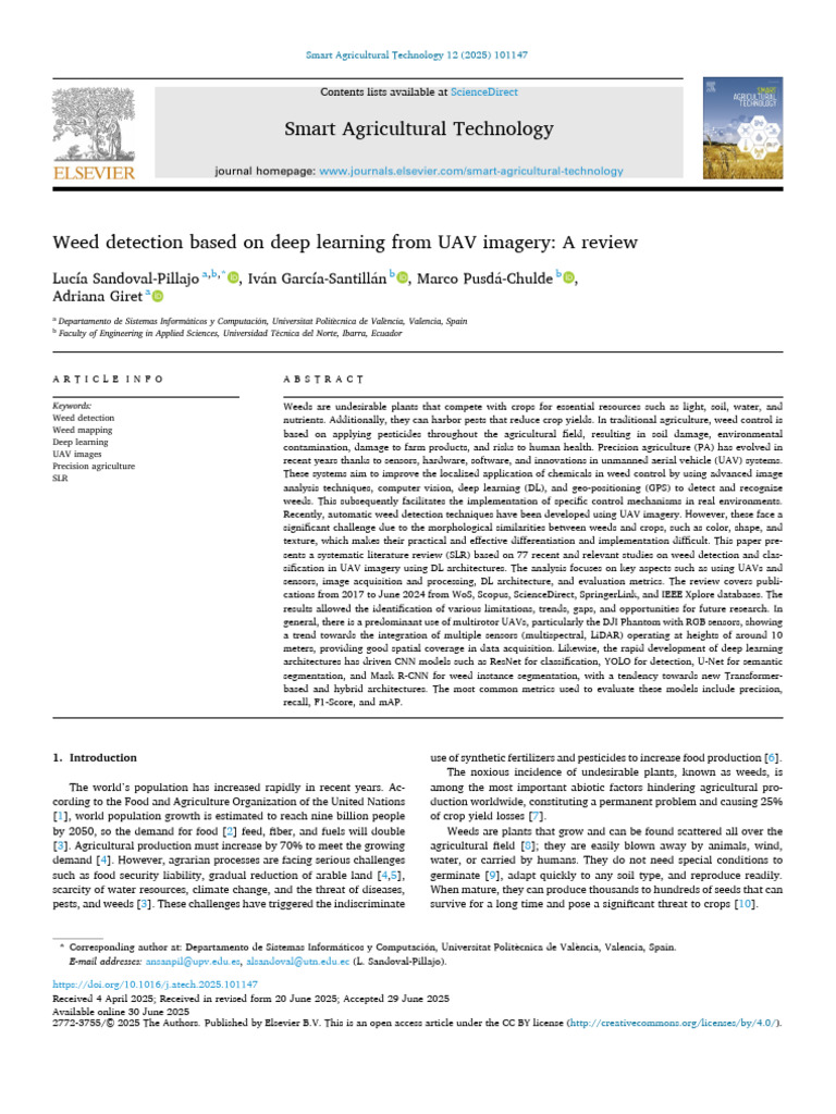 Deep Learning for UAV Weed Detection | PDF | Unmanned Aerial Vehicle ...