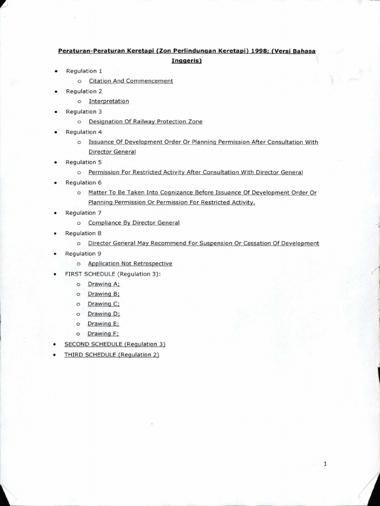 MRT Corp Railways Railway Protection Zone Regulations 1998 | PDF