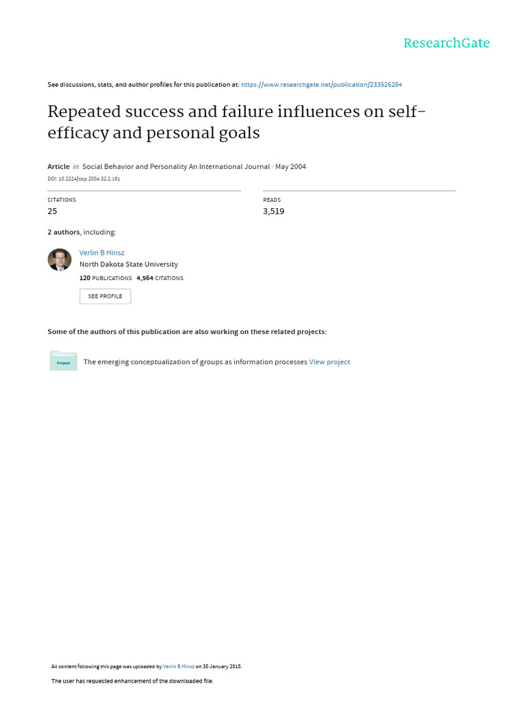 Repeated Success Failure | PDF | Goal | Self Efficacy