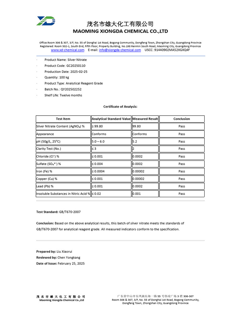 Silver Nitrate Analysis Report | PDF | Nitrate | Physical Sciences