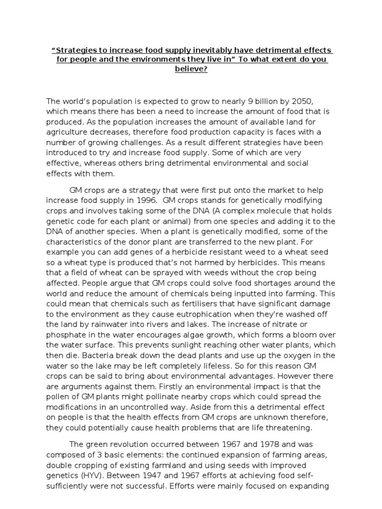 genetically modified foods essay idea