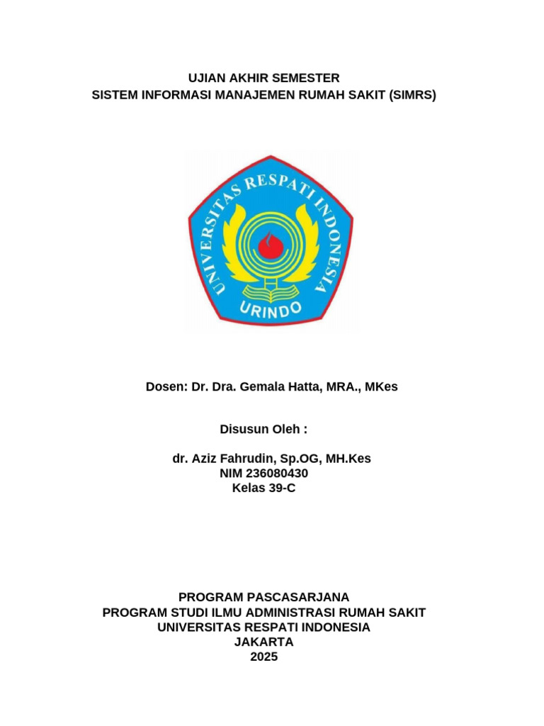 Aziz Fahrudin - 39C - UAS - SIMRS - AKMED RK Preeklampsia Dan Eklampsia ...