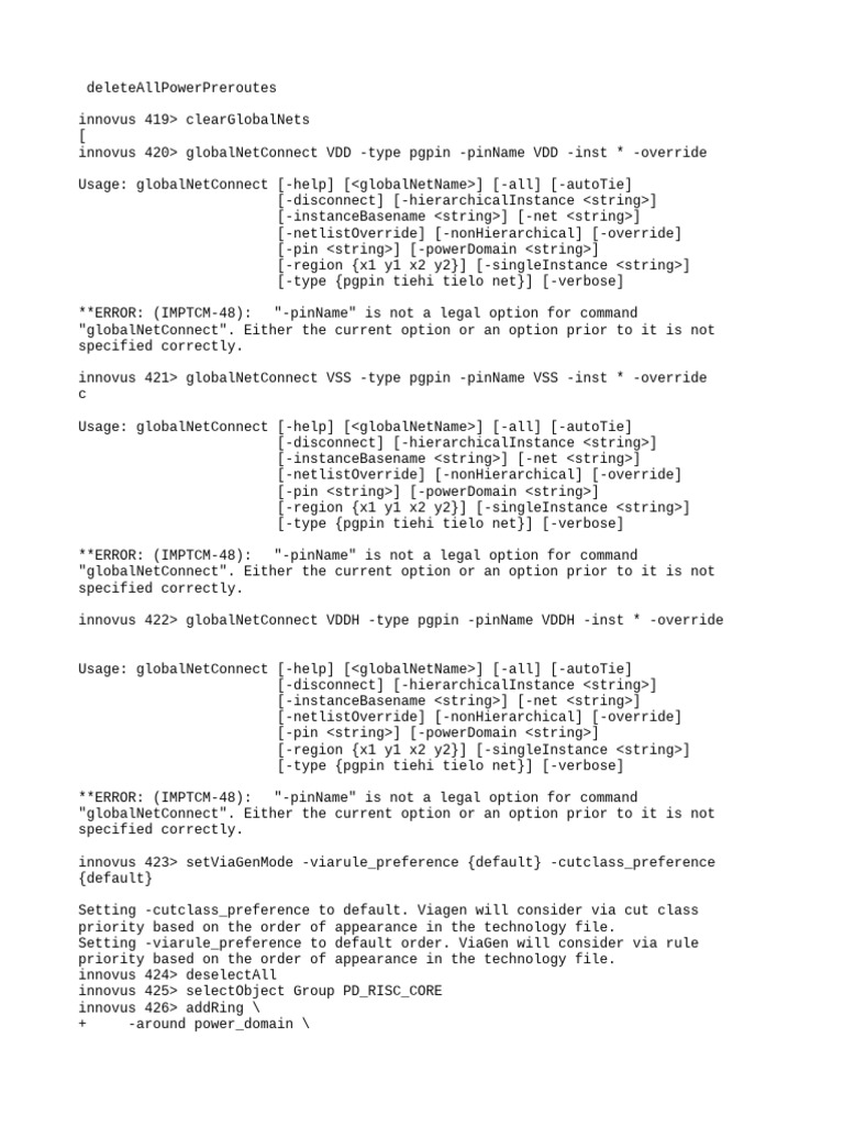 Innovus Global Net Connect Errors | PDF | Computing | Computer Architecture