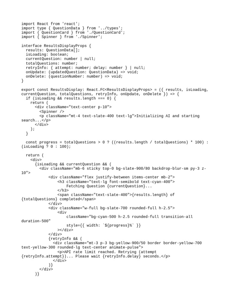 React Results Display Component | PDF | Computer Programming | Software ...