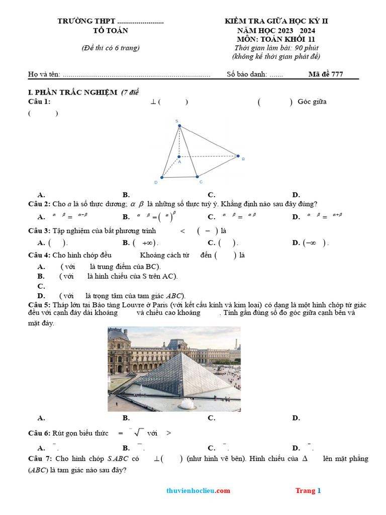 đề ôn gk 2 toán | PDF