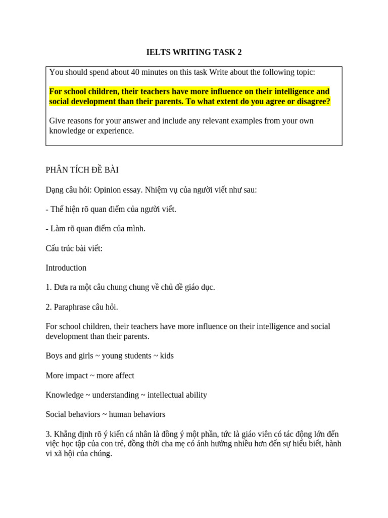 13.ielts Writing Task 2 Teacher Influence | PDF