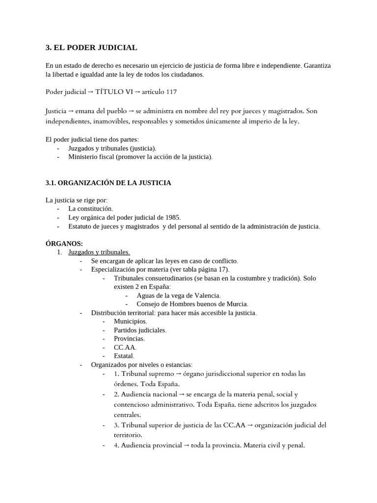 El Poder Judicial: 3.1. Organización de La Justicia | PDF | Judicaturas ...