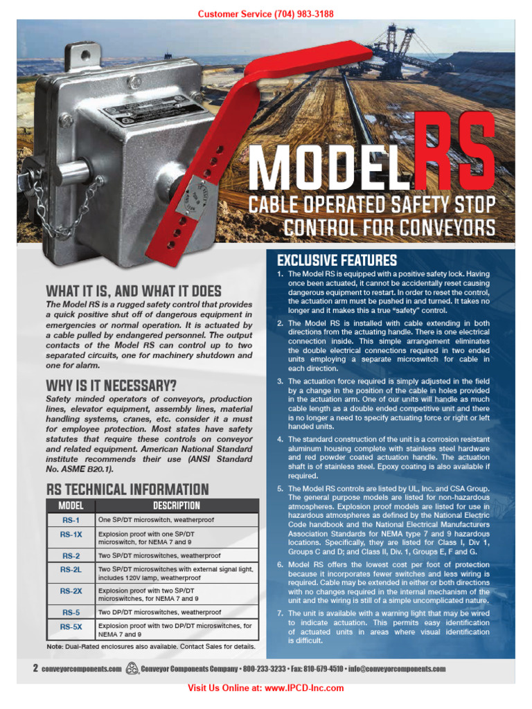 Cable Safety Stop Control for Conveyors | PDF | Switch | Mechanical ...