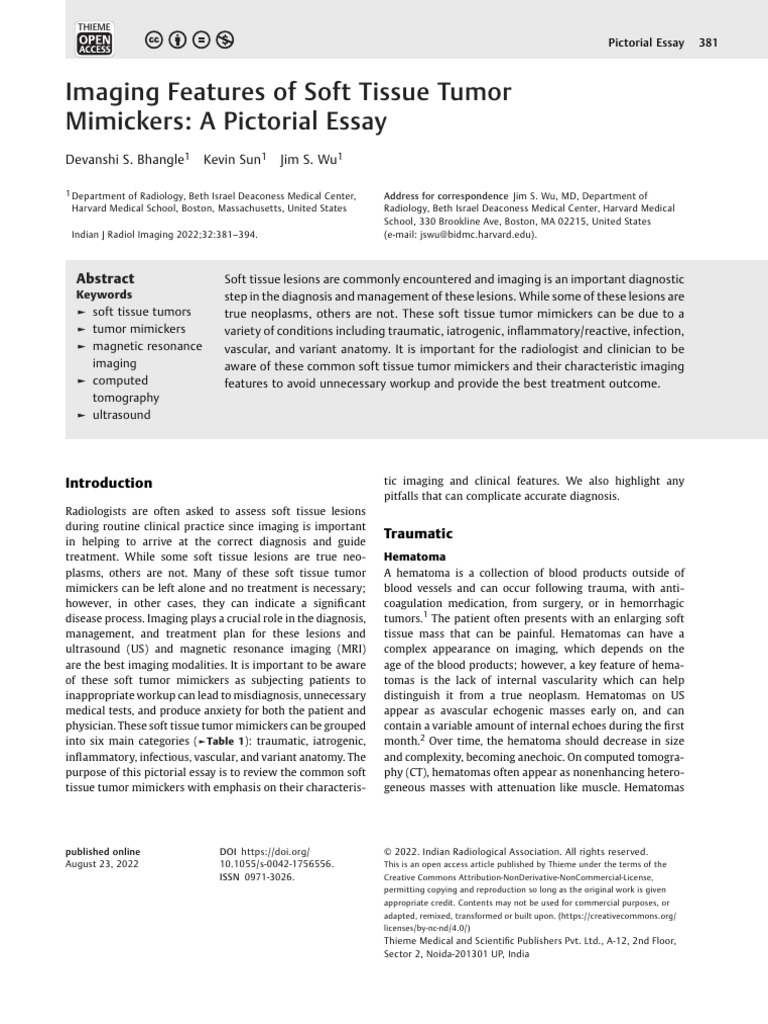 Imaging Soft Tissue Tumor Mimickers | PDF | Medical Imaging | Magnetic ...