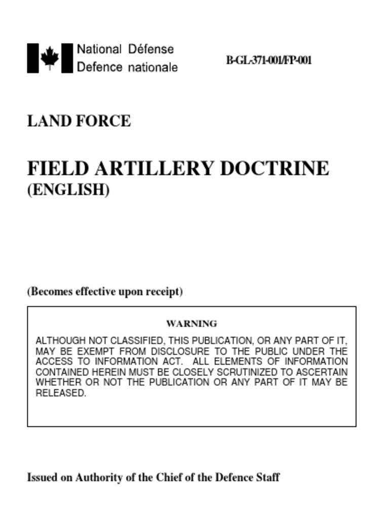 B GL 371 000 Field Artillery Doctrine PDF Artillery Maneuver Warfare