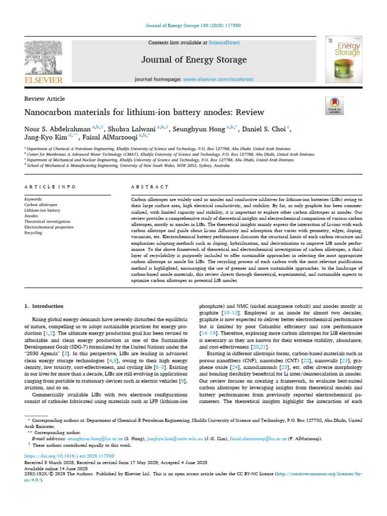 Nanocarbon Materials For Lithium Ion Battery Anode 2025 Journal of ...