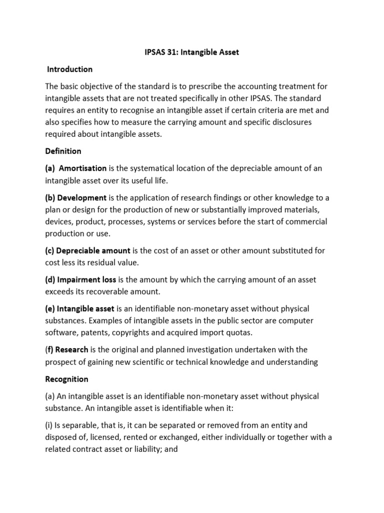 IPSAS 31: Accounting for Intangible Assets | PDF | Intangible Asset | Cost