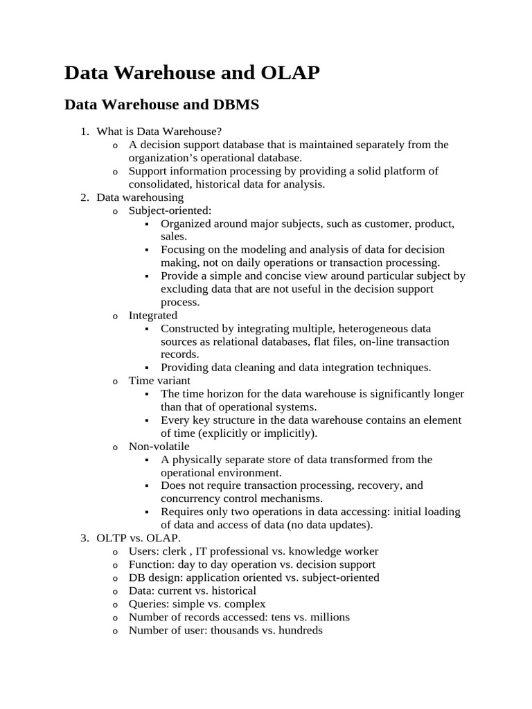 Example of DBMS, OLAP and Data Mining | PDF | Data Warehouse | Databases
