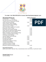 Wholesale Bread List Retail Price/loaf