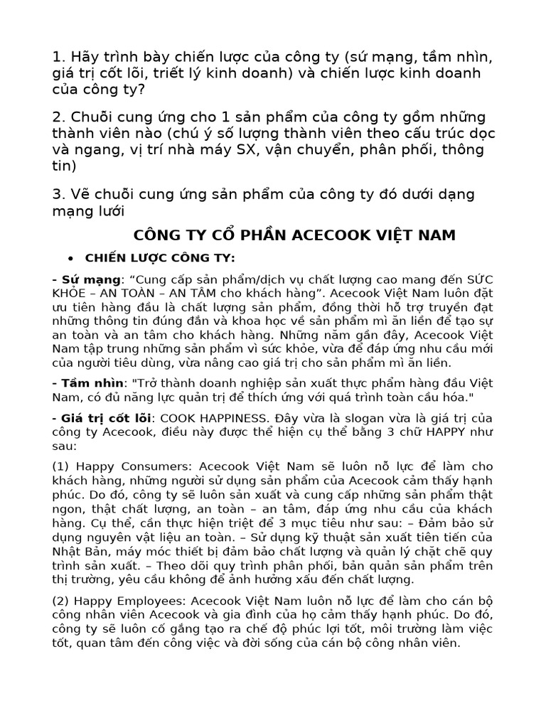 Bài Tập Chuỗi Cung Ứng Tt | PDF