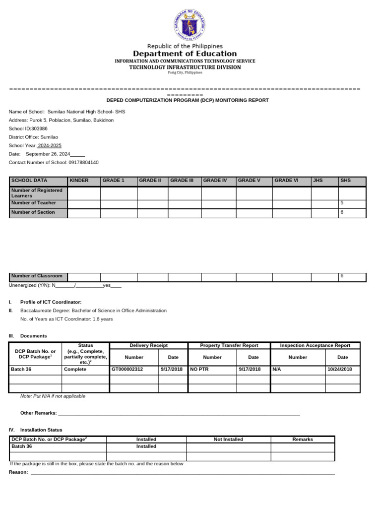 DepEd DCP Monitoring Report 2024-2025 | PDF | Educational Technology ...