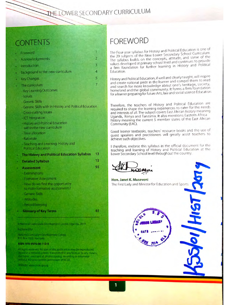 History and Political Education New Curriculum Syllabus by NCDC | PDF