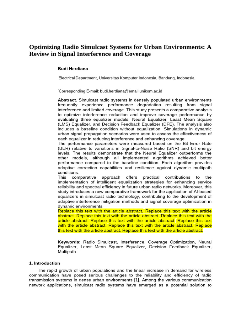 Urban Radio Simulcast Optimization Techniques | PDF | Signal To Noise ...