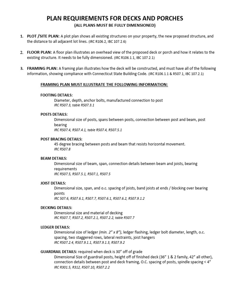 Deck and Porch Plan Requirements Guide | PDF | Framing (Construction ...