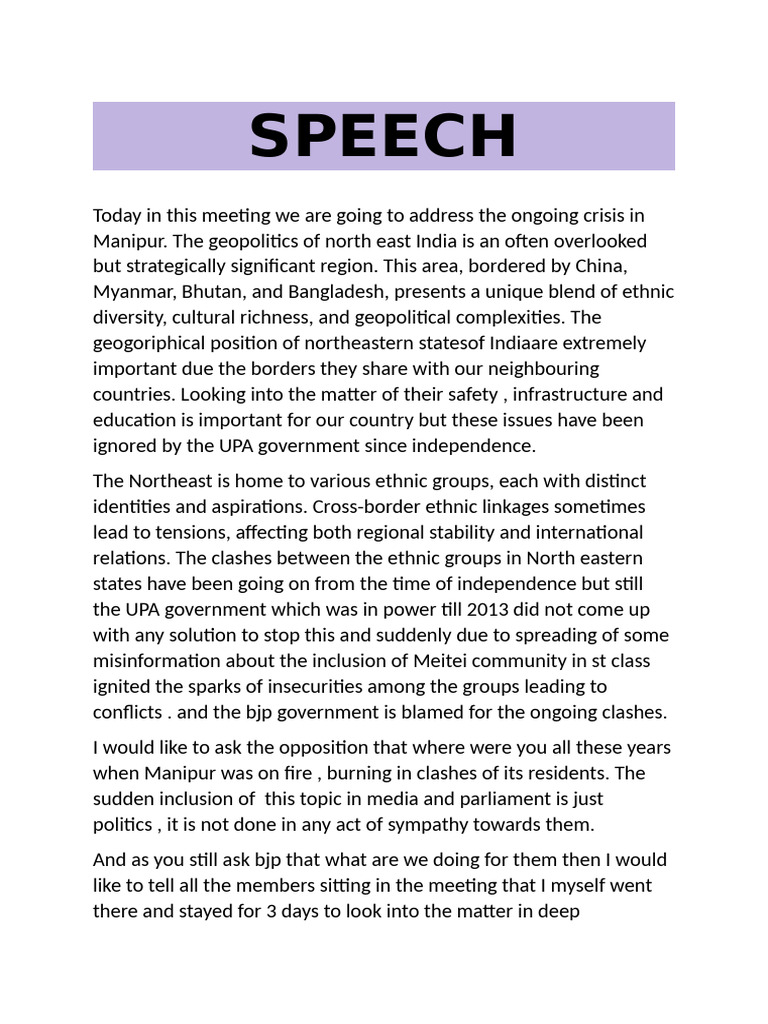 Speech For Mun | PDF