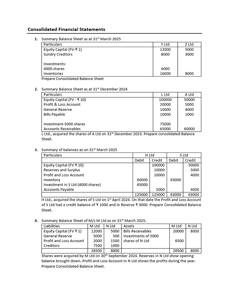 Consolidated Financial Statements Overview | PDF | Debits And Credits ...