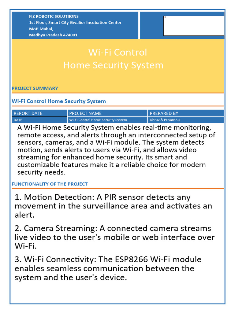 Wi-Fi Home Security System Overview | PDF | Arduino | Power Supply