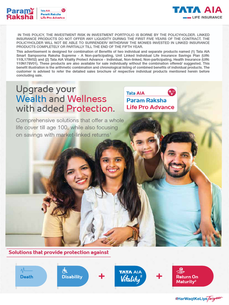 Tata AIA Param Raksha Life Pro Overview | PDF | Life Insurance | Insurance
