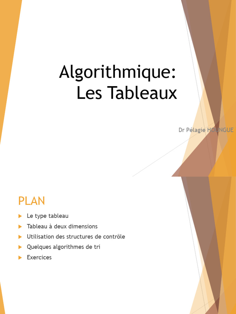 Introduction aux Tableaux en Algorithmique | PDF | Structure de ...