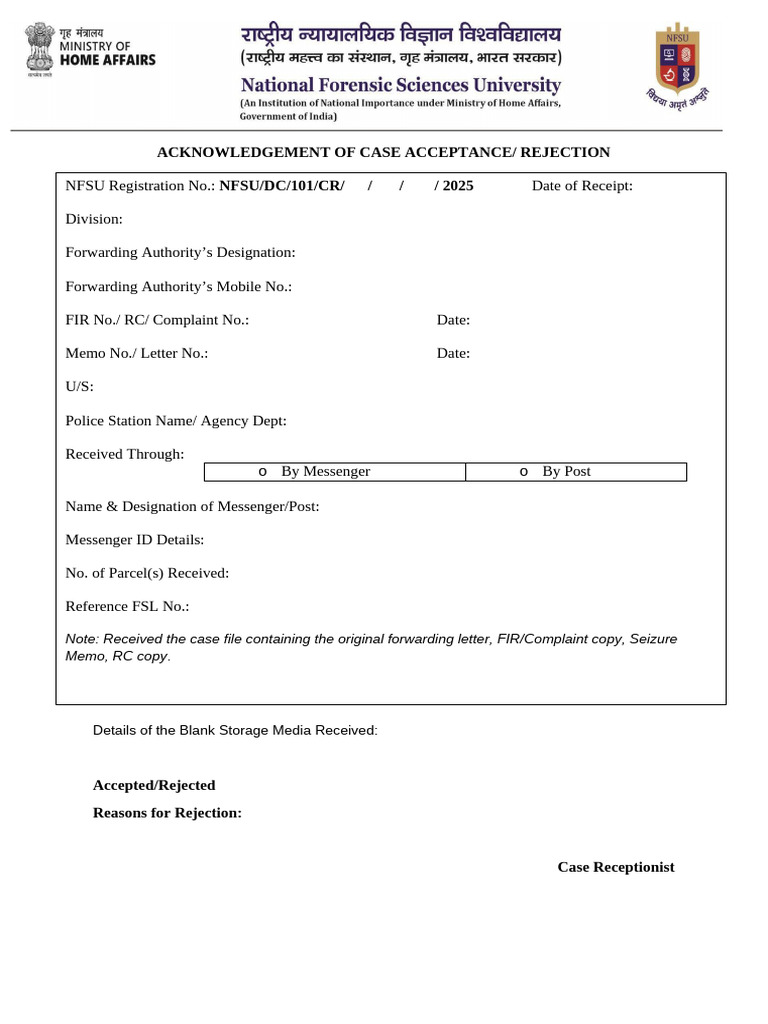 Case Acceptance/Rejection Acknowledgment Form | PDF