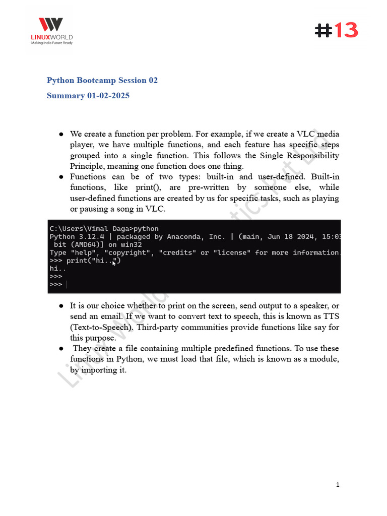 Python Functions and Modules Overview | PDF | Computer Program ...