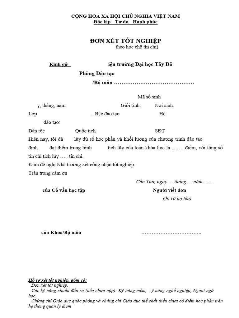 Don Xet Tot Nghiep Tin Chi | PDF