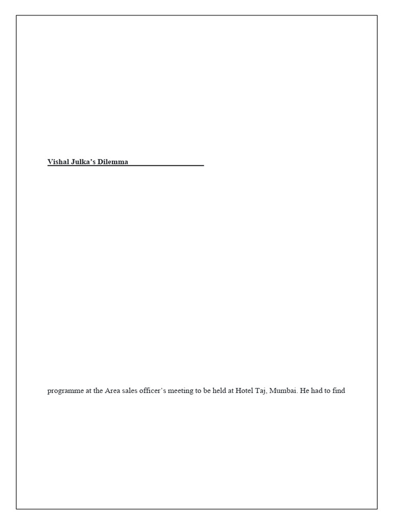 Vishal Julka's Sales Management Dilemma | PDF | Economies