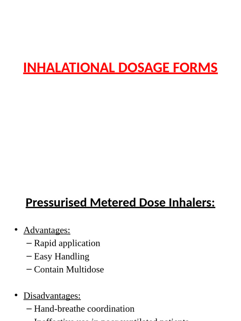 Writing Part Inhalational Dosage Forms | PDF