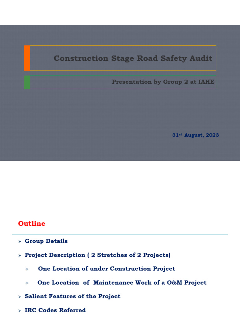 Construction Stage Road Safety Audit Report | PDF | Road Traffic Safety ...