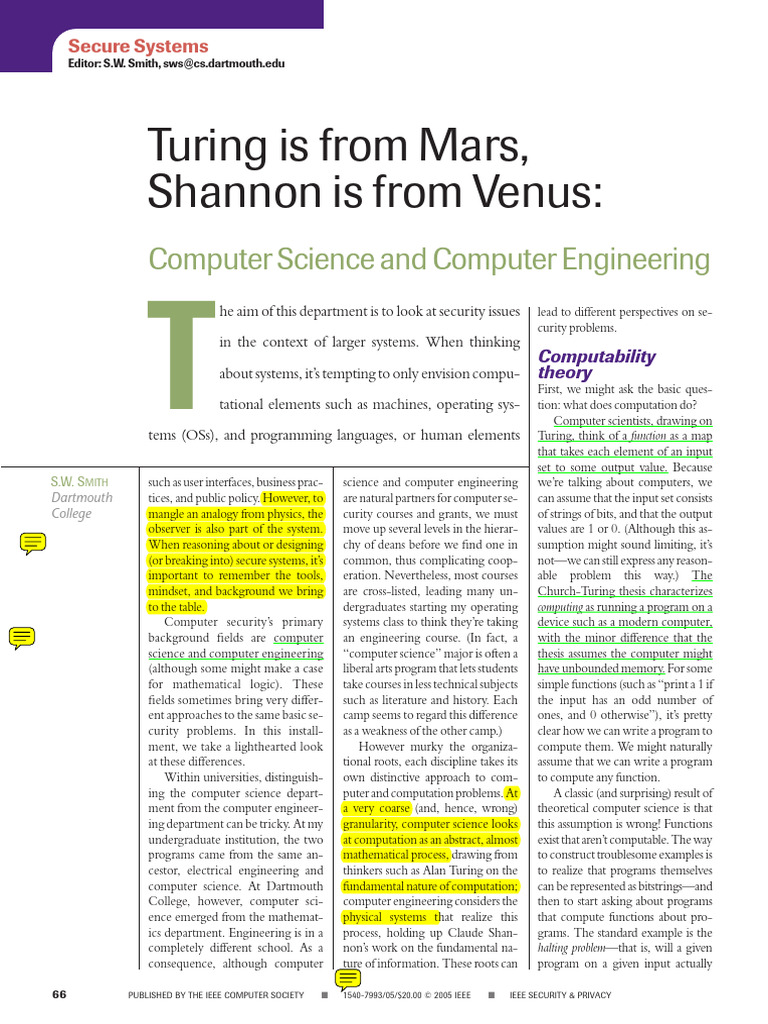 Computer Science vs. Engineering in Security | PDF | Encryption | Secrecy