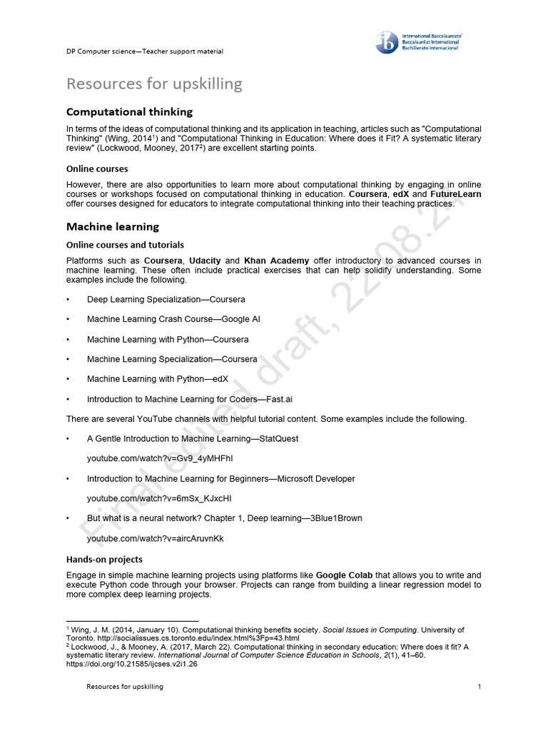 DP Computer Science TSM en DRAFT Upskilling Resource Aug 24 | PDF ...