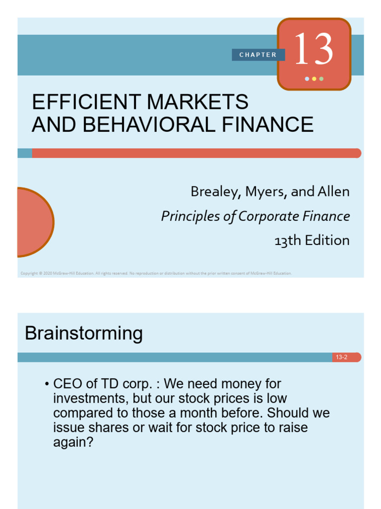 Brealey PCF 13e Chap013 PPT-2025 | PDF | Efficient Market Hypothesis | Loans