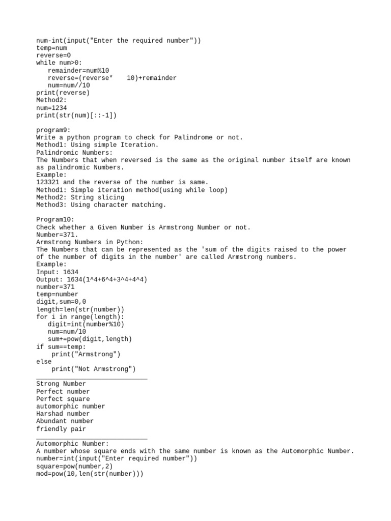 Python Programs for Number Properties | PDF | Numbers | Arithmetic