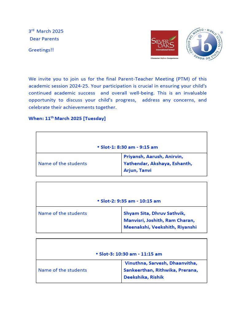 Final Parent-Teacher Meeting 2025 | PDF | Learning