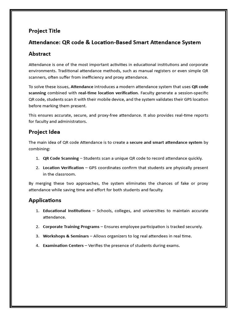 Smart QR Code Attendance System | PDF | Qr Code | Java Script